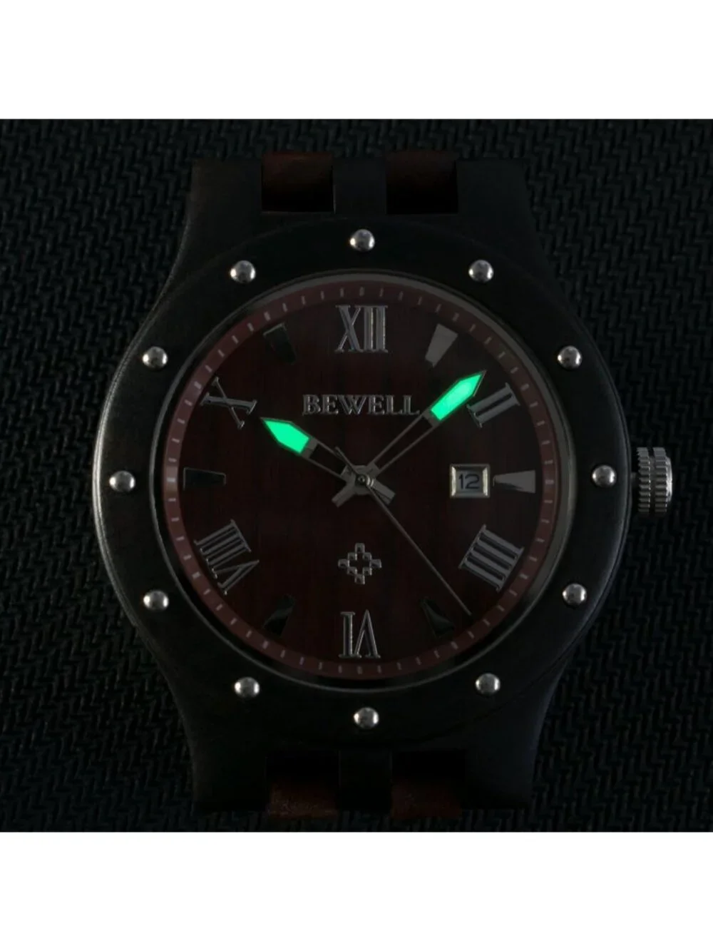 Men's Black Red Handmade Date Display Analog Quartz Luminous Wrist Wooden Watch